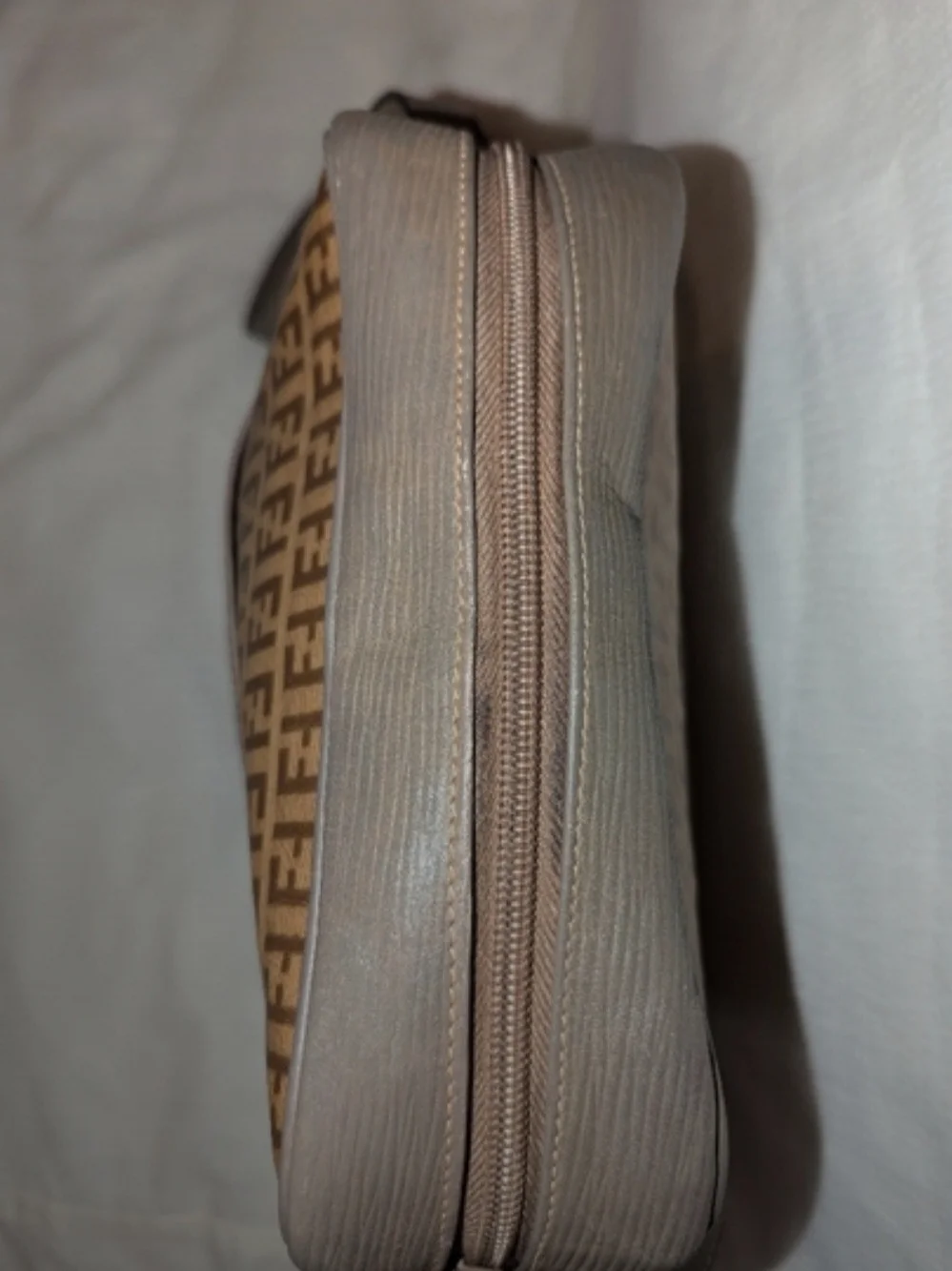 Fendi Brown Taupe FF Logo Crossbody Bag